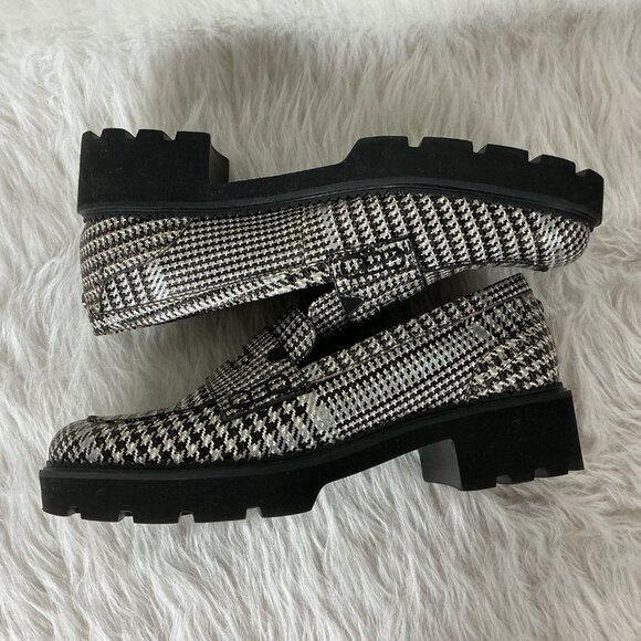 Vionic Gray White Black Metallic Houndstooth Fillmore Lug Penny Loafers 9.5 - Picture 6 of 8